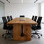 Table de conférence et de discussion en bois massif de style industriel moderne-1735077043