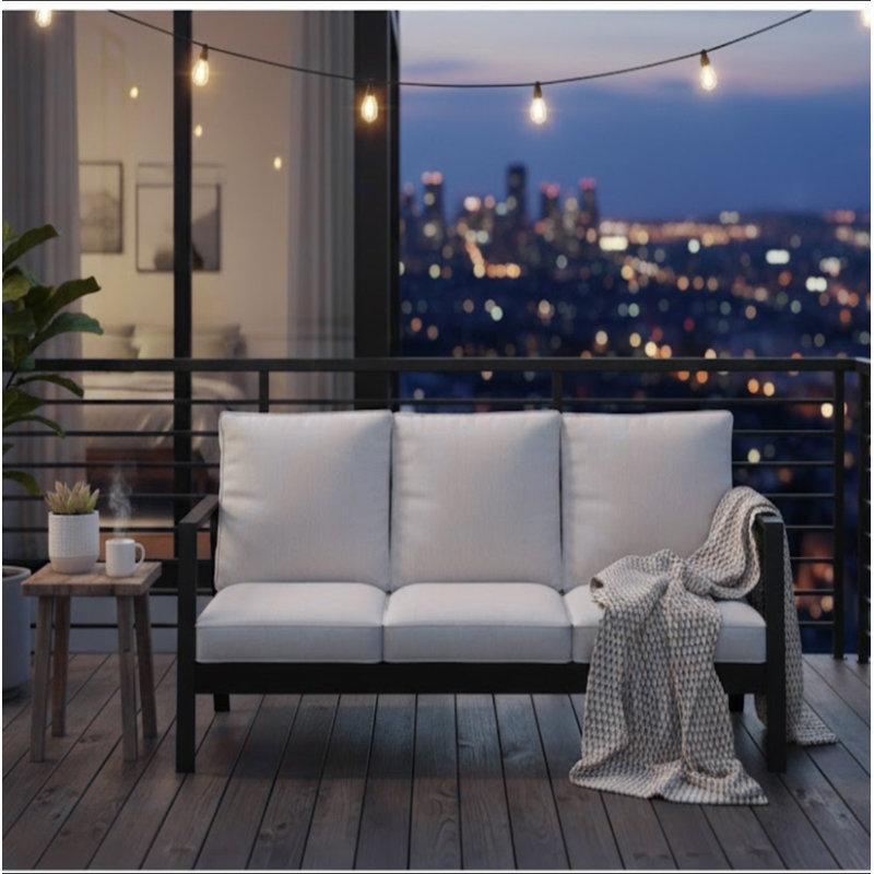 Canapé de patio 75 po 3 places en aluminium toutes saisons, Gris