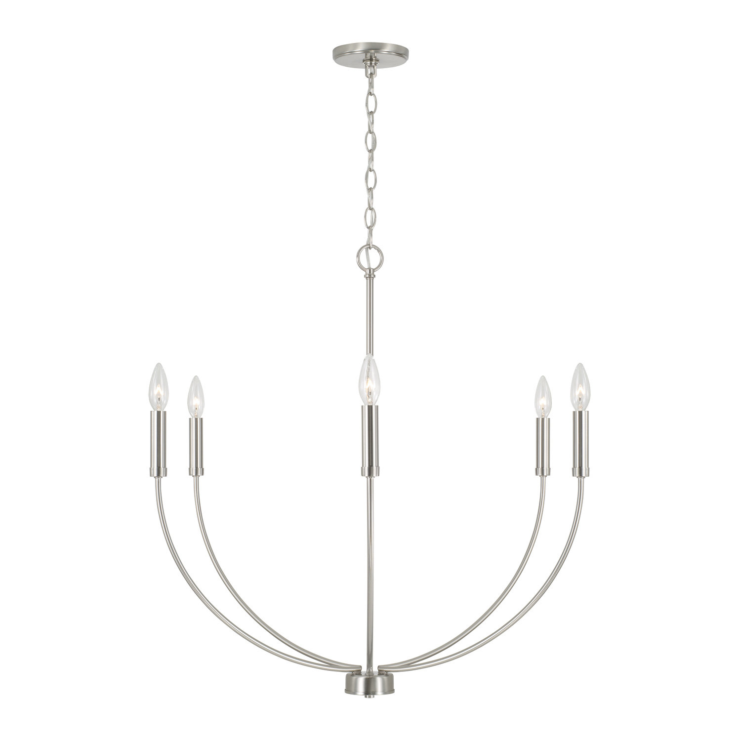 Ansley Chandelier, Brushed Nickel, 6 Lights
