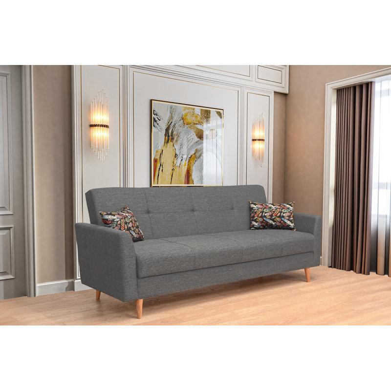 Kale 80.7" Wide Upholstered 3-Seat Sleeper Sofa, Light Gray