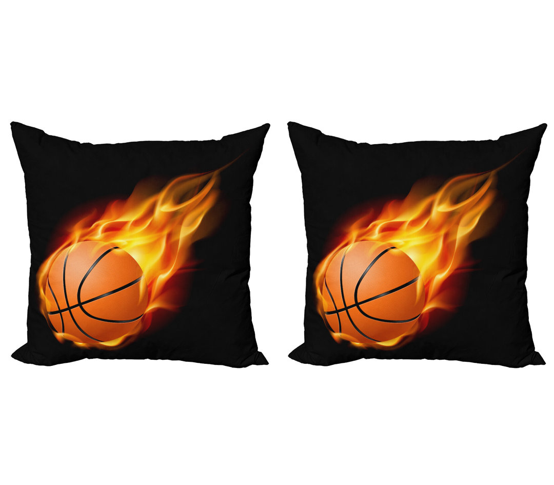 Dekokissen Kissenbezug, Basketball Feuer schießen, Sport, Schwarz Orange