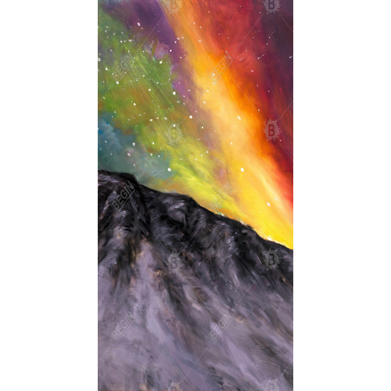 Aurora Borealis in the Mountain - Office Canvas for Home Decor, 48" H x 16" W