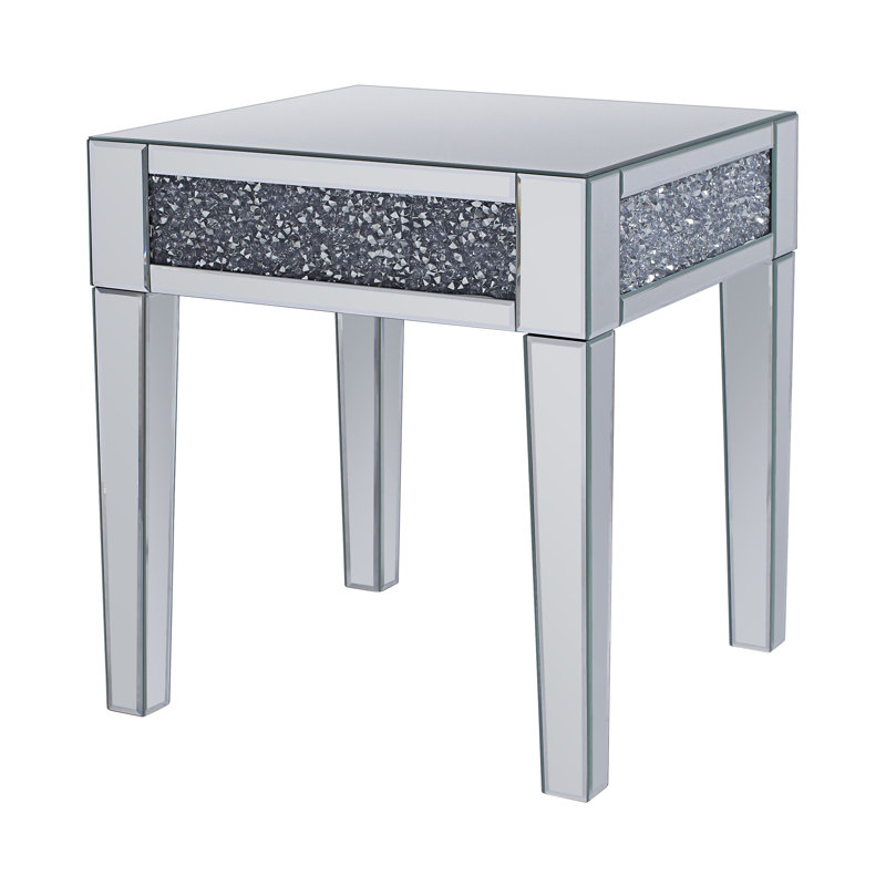 Table de bout, miroir et faux diamants
