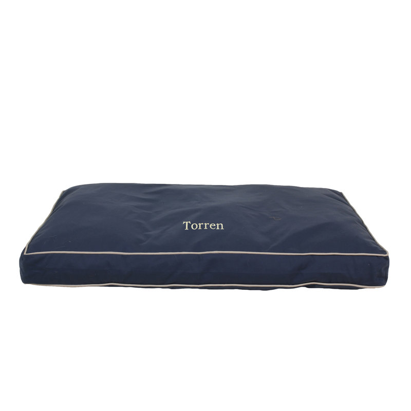 Memory Foam Canvas Pet Bed, Small (36" W x 27" D x 4" H), Blue/Khaki