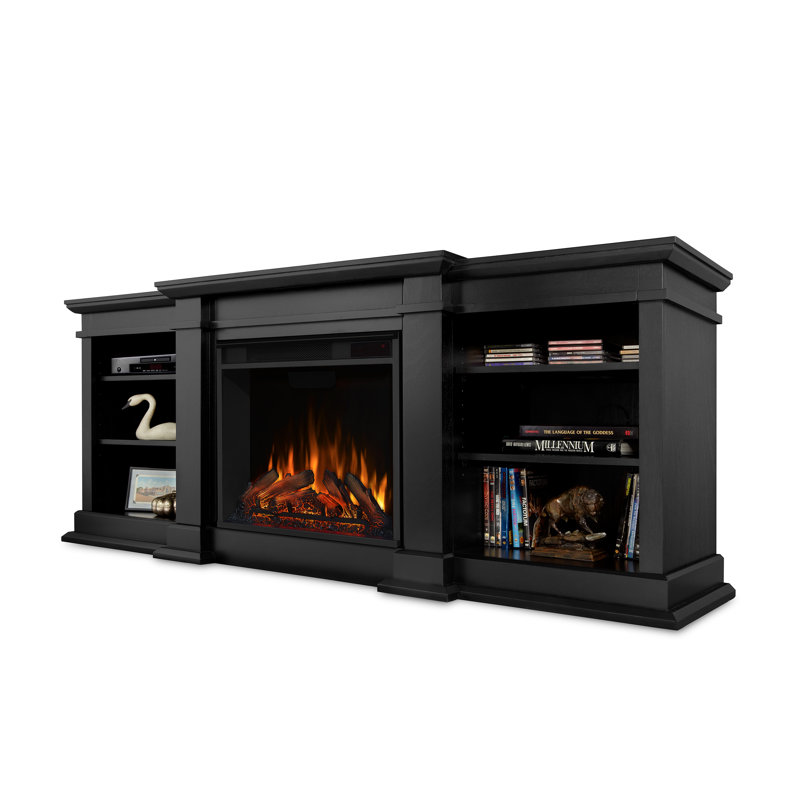 Fresno TV Stand with Fireplace, Black