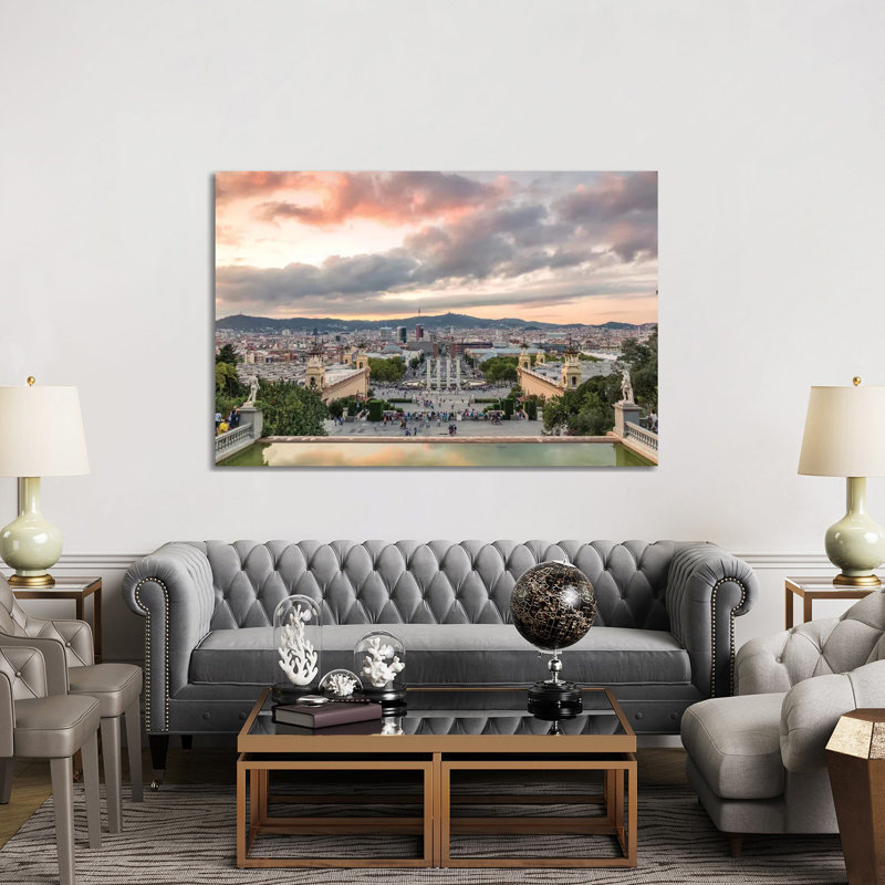 Barcelona At Sunset, Spain by Matteo Colombo - Wrapped Canvas Print, 152.5 cm H x 101.5 cm W