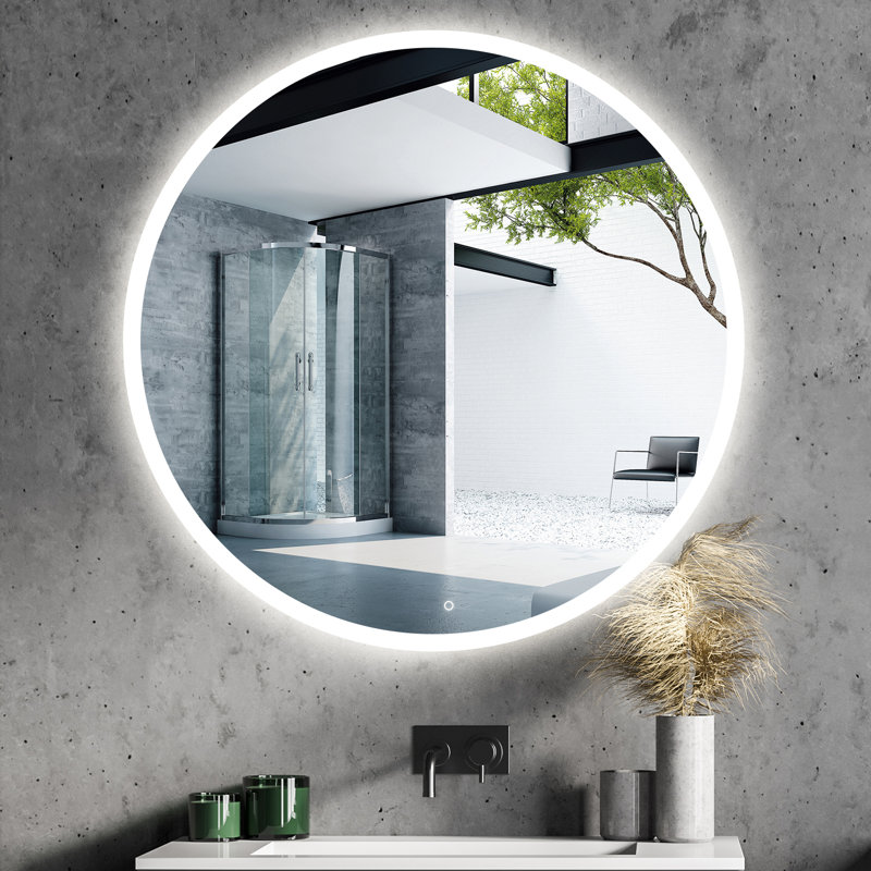 Naliyah Round IP44, 6000K-6500K, Energy Saving Copper-Free Silver LED Bathroom / Vanity Mirror, 24" x 24"