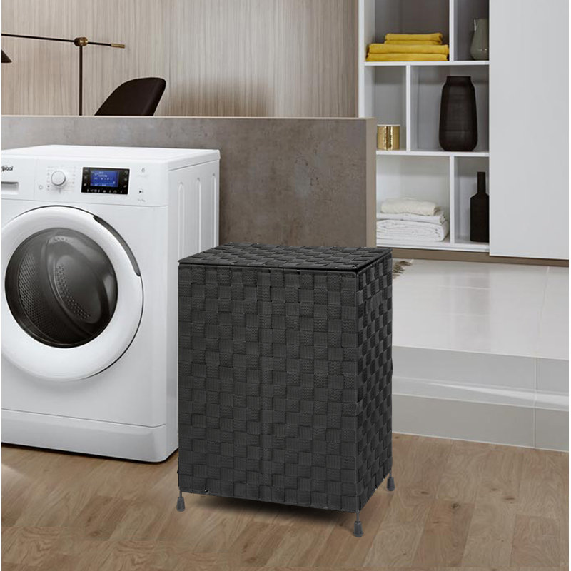 Plastic Laundry Hamper with Handles, Black