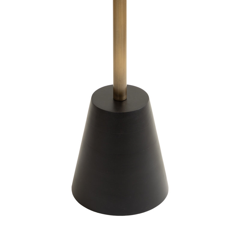 Lodia Round Wood and Metal End Table, Gold, Black