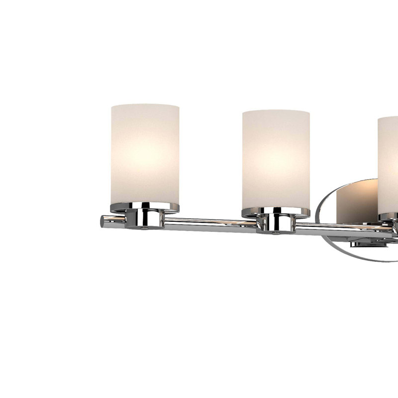 Sharyn 5-Light Indoor Chrome Bathroom Vanity Wall Mount with Frosted Glass Cylinder Shades