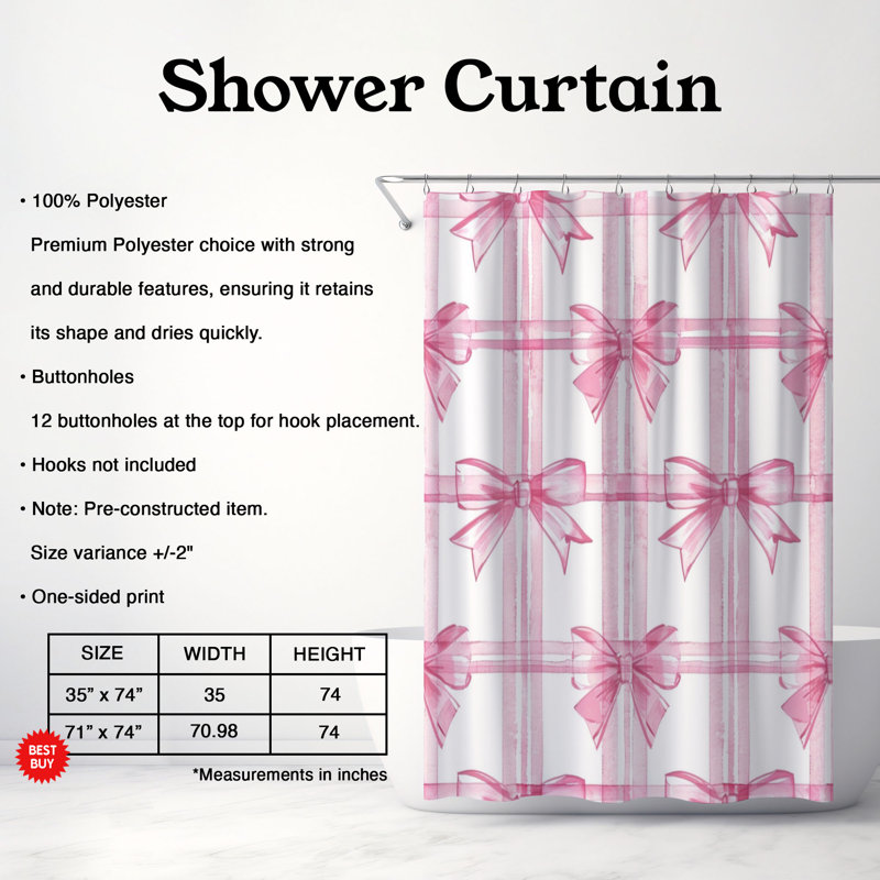 Rideau de douche Bow Style - Premium 77, H 74 po x l 71 po