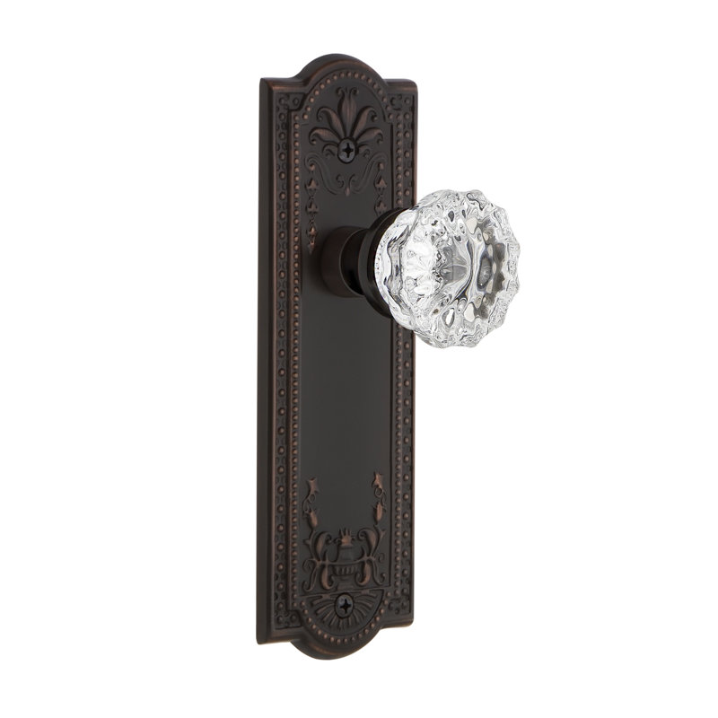Meadows Plate with Crystal Door Knob, Timeless Bronze, 2.375"