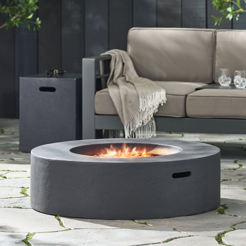 Fen Concrete Propane Smokeless Fire Pit Table, Dark Gray
