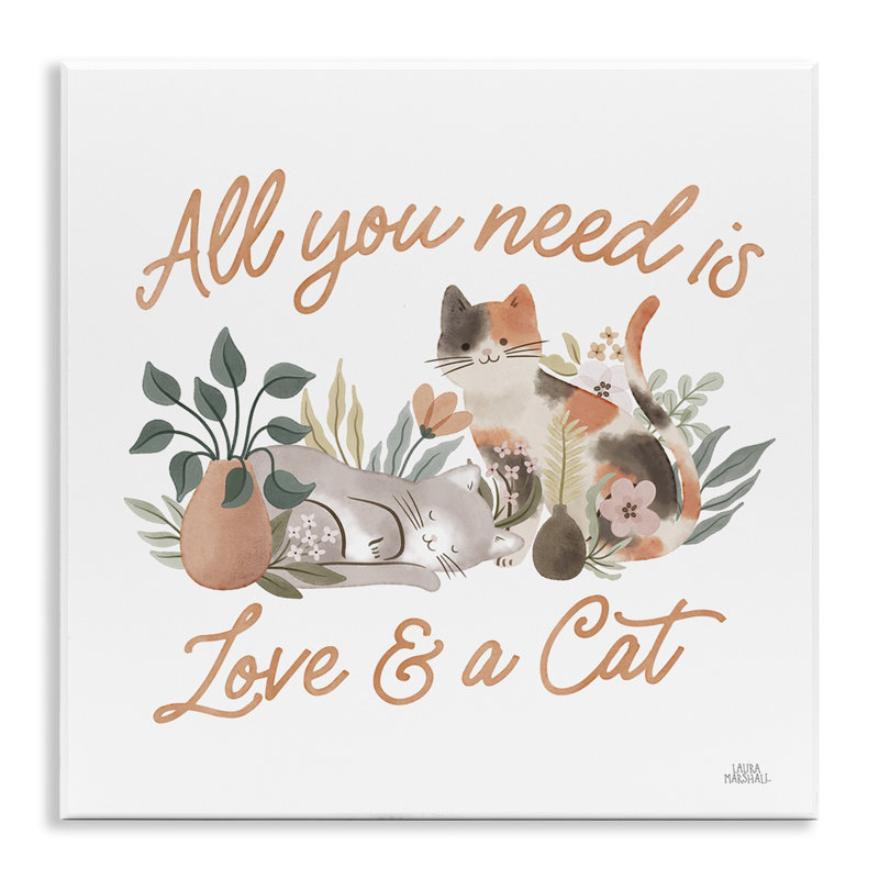 "Love & A Cat", art mural sur plaque par Laura Marshall
