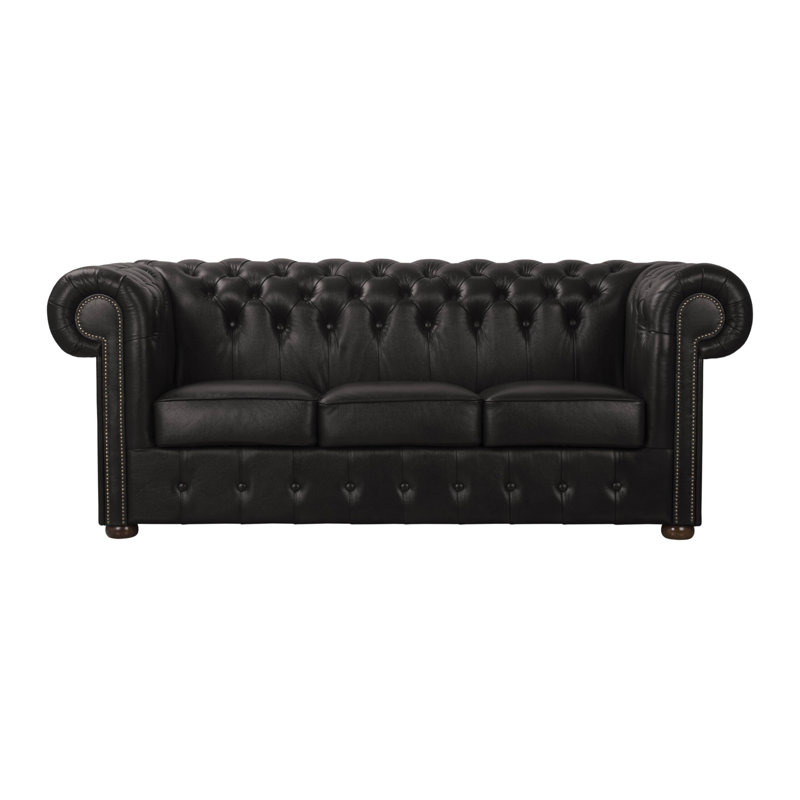 Tayjah Genuine Leather Sofa, 3, Black
