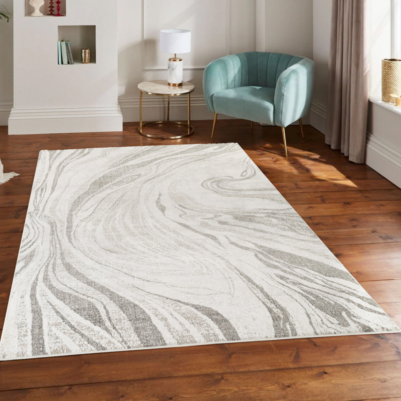 Mabel Modern Contemporary Living Room Area Rug 13mm Cut Pile Jute Backing Carpet - Abstract Seamless Geometric Design, Stone-Abstract
