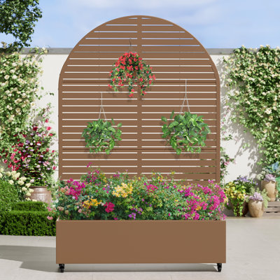 Lit de jardin en métal avec treillis et roues
