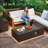 42" Rectangular Propane Fire Pit Table LED Outdoor Patio Backyard Gas Firepit Table with Golden Light Strip, 50,000 BTU Burner, Tank Storage, Glass Wind Guard, Lid and Protective Cover, Outdoor Gas Fire Pit, Patio Fire Pit Table, Backyard Fire Pit-1840370070