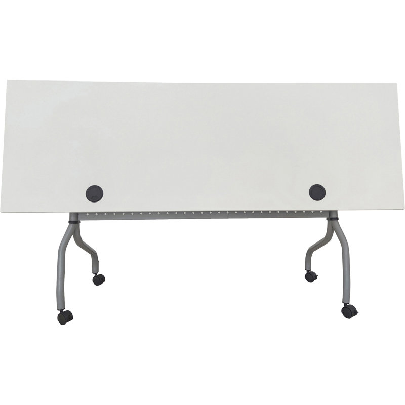 Rectangle 2 Person Flip Top Modular Training Table with Casters and Modesty Panel and Cable Management, 72" H x 24" W x 30" D