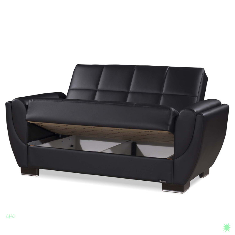 Causeuse convertible avec rangement Collection, PU, Noir, noir, noir, noir