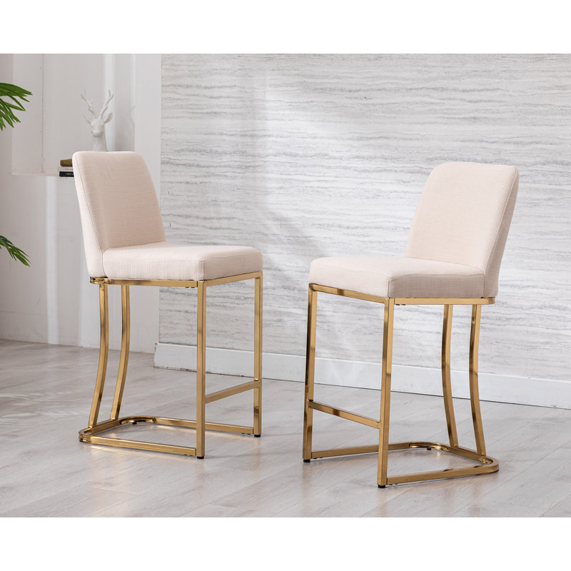 24" Upholstered Counter Stool, Cream