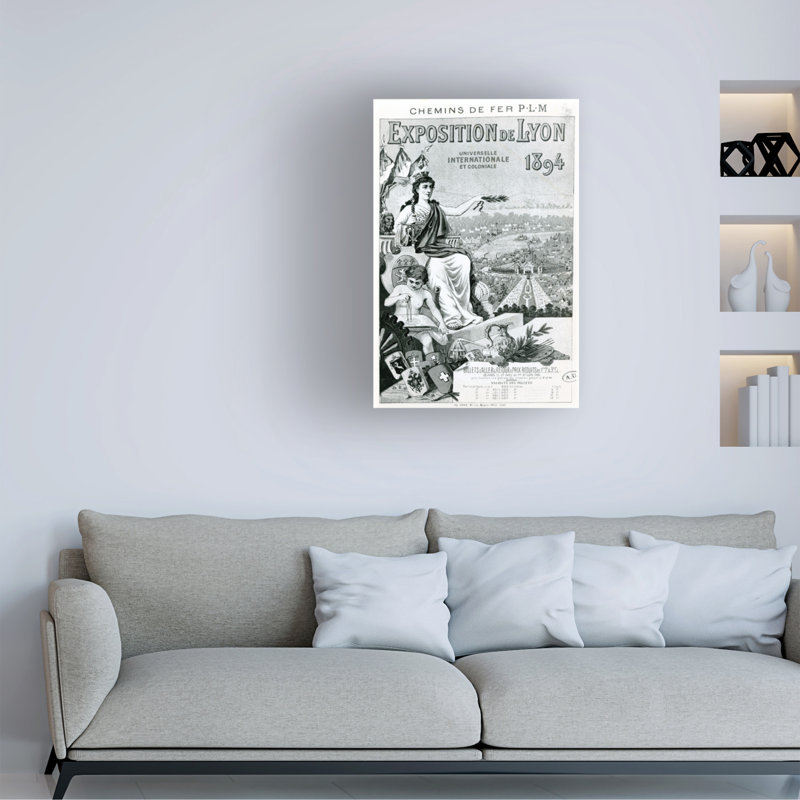 Art français, affiche de l'école française pour l'exposition de Lyon, 1894, H 19 po x l 12 po