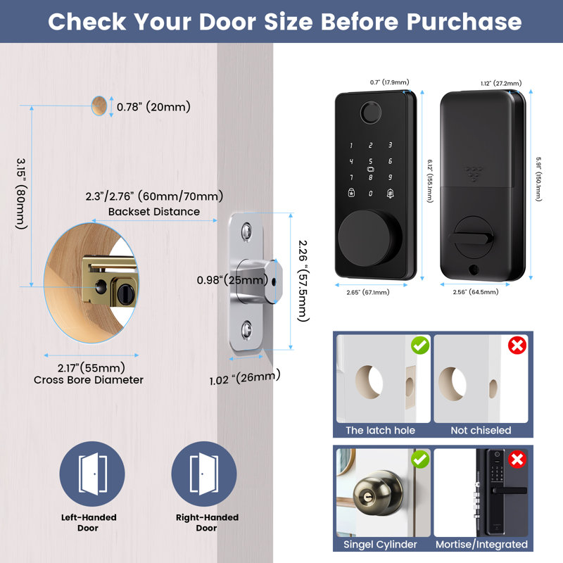 Encode Smart Deadbolt Lock for Front Door Keyless Entry with App