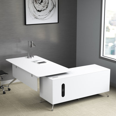 Mecham L-Shaped Executive Desk with Power Outlet