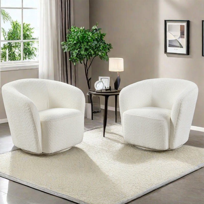 Fauteuil pivotant de 31,1 po Obrain, Rembourrage en mousse blanche