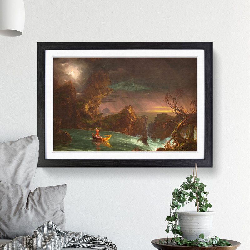 The Voyage of Life Manhood by Thomas Cole - Picture Frame Painting, 27cm H x 36cm W x 2cm D, Black