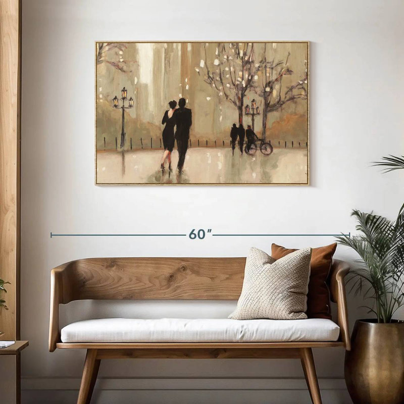 An Evening Out Neutral I, Cadre flottant en bois naturel, 43 po x 29 po