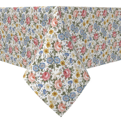 Rectangular Floral Cotton Twill Tablecloth