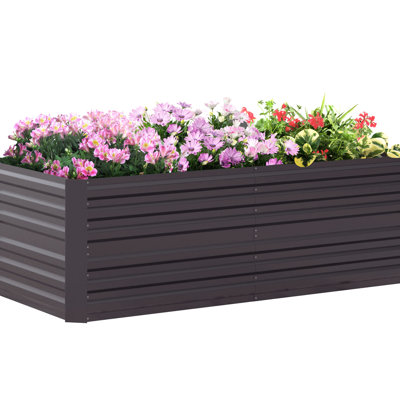 Galvanized Raised Bed Kit 6'X3'x2', Dark Gray. Robust Metal Planter For Veggies, Flowers, Herbs. Reinforced, Open, Spacious Growth Space Gray Garden Building , 6'X3'x2'. Strong Flowers & Open Bottom,