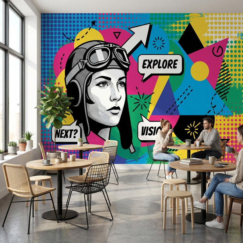 Décoration murale Pop Art, Texturé non collé, 100 po x 96 po