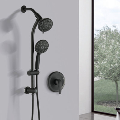Spa Shower Kit With Drill- Stainless Steel Slide Bar And 7 Heads 7-setting Rod Dual