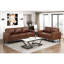Causeuse transitionnelle en similicuir chocolat avec accoudoirs et passepoil pour un décor rustique - Style Modern Living Espaces
