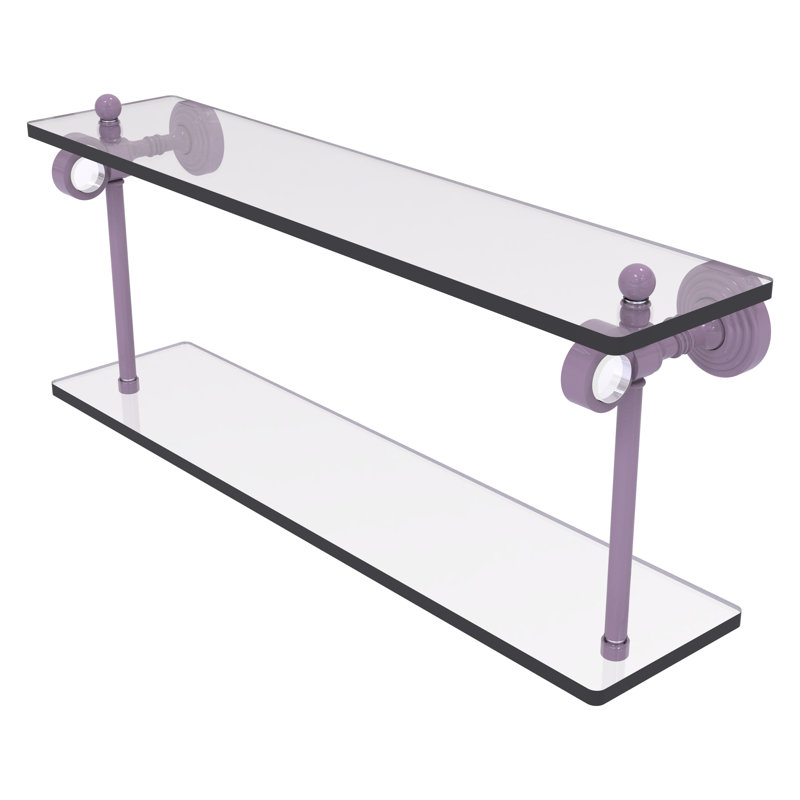 Tablette en verre à deux niveaux de la collection Pacific Grove, H 9,3 po x l 22 po x P 5,125 po, Lavande