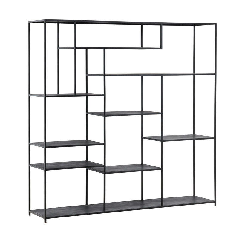 71" H x 71" W Daren Metal Storage Bookcase in Black