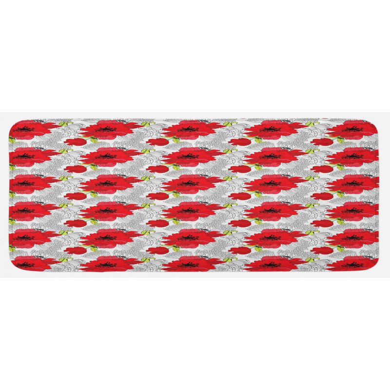 Cottage / Country Floral Synthetic Kitchen Mat