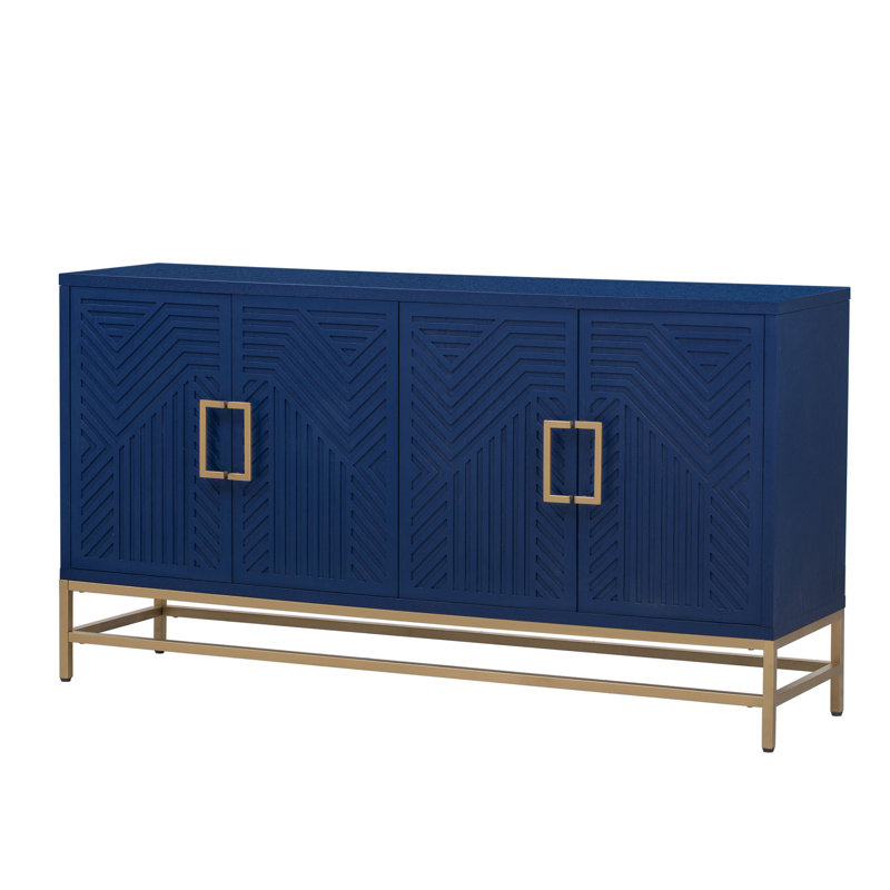 Buffet décoratif Zavien, Bleu marine, H 34 po x l 59,8 po x P 15,7 po