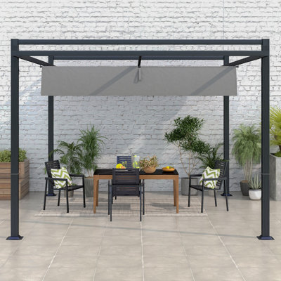 Outsunny 4 x 3m Metal Outdoor Pergola with Retractable Roof