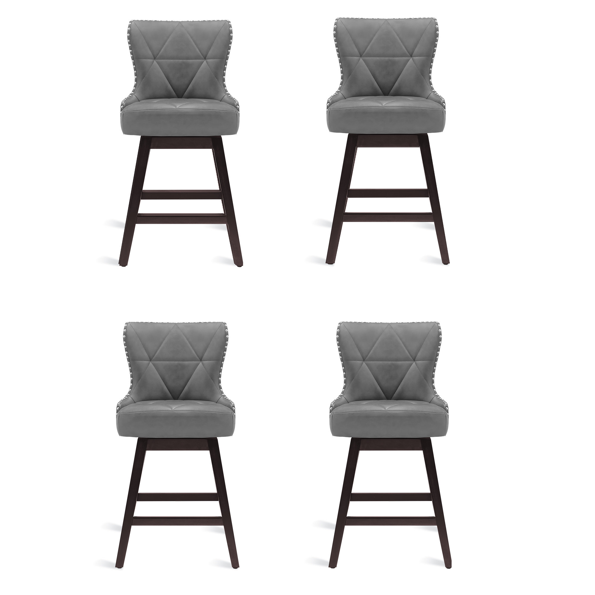 Arabele Swivel Upholstered 26'' Counter Stool with Solid Wood Frame (Set of 4)
