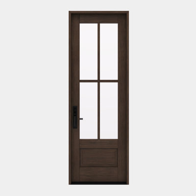 G7504-SW-96 | Porte simple 96 po, extérieur pré-monté RTA, SDL 4 Lite, 3/4 Lite, 1 panneau, bois d'acajou brut