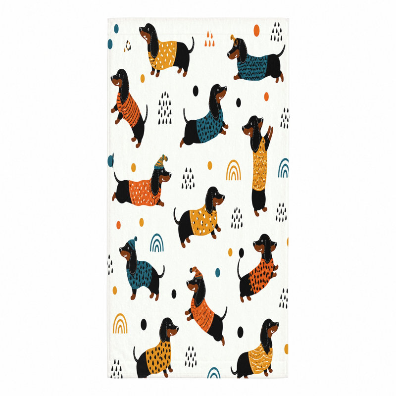 1 serviette de plage teckel, motif de chien mignon, microfibre à séchage rapide, convient pour la natation, les voyages et le camping, unisexe
