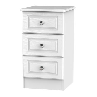 Fully Assembled Asphodèle 3 Drawer Bedside Table