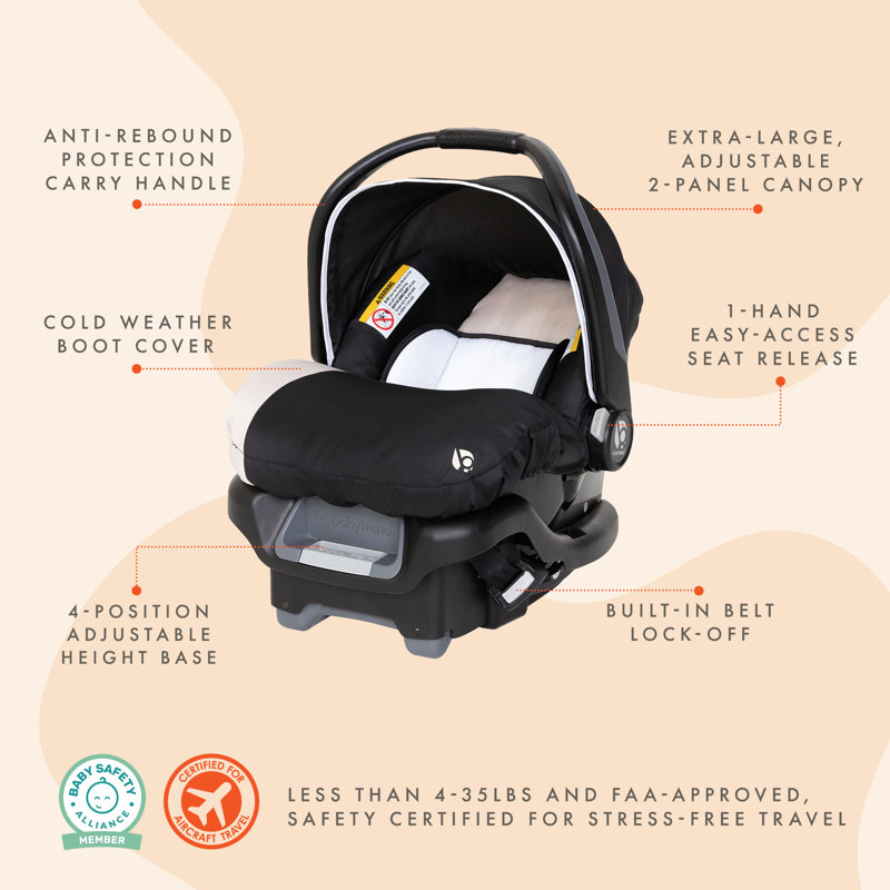 Système de voyage pour siège d'auto pour bébé nouveau-né avec housse Baby Trend Ally, kaki