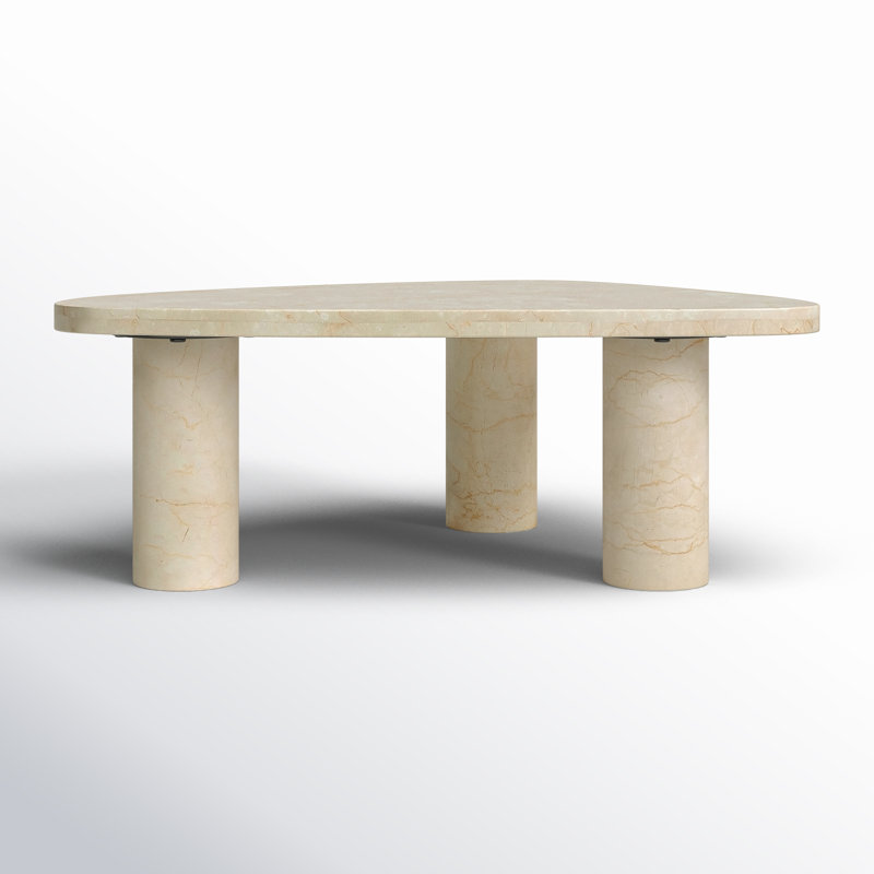 Zion Coffee Table, 15" H x 48" L x 30" W, Cream Marble