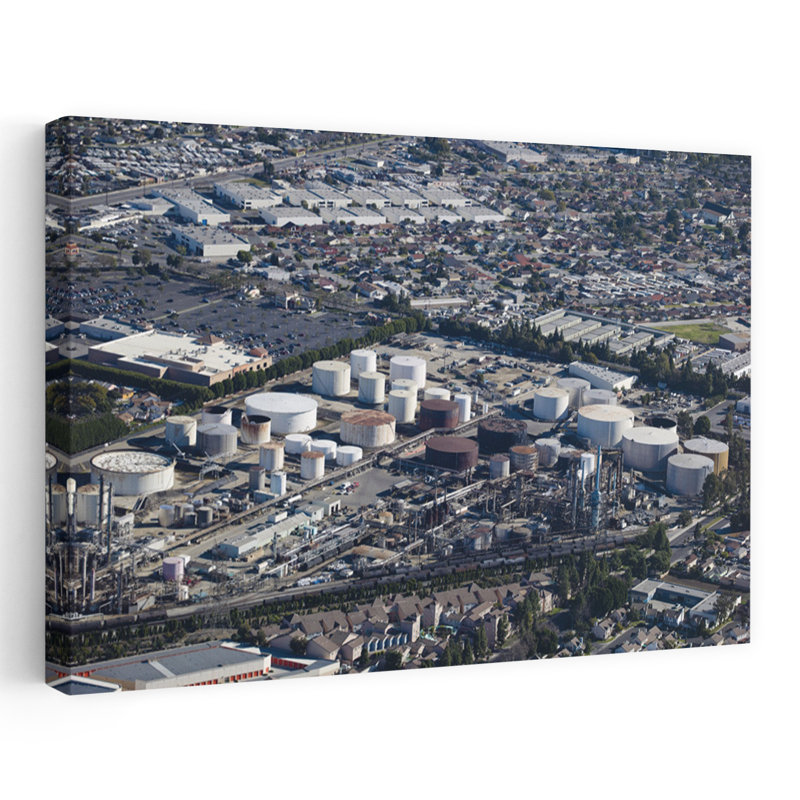 Aerial view of an oil refinery Los Angeles County California USA 1 Piece Wrapped Canvas Wall Art, 152.4 cm H x 101.6 cm W
