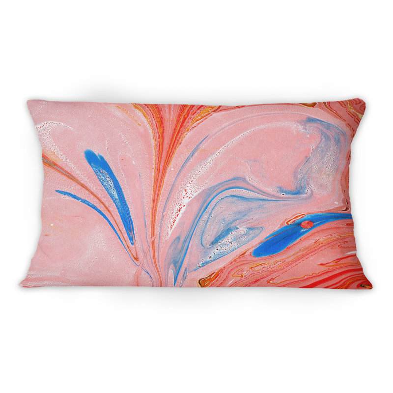 Abstrait, art liquide orange et bleu - Coussin décoratif imprimé moderne 1