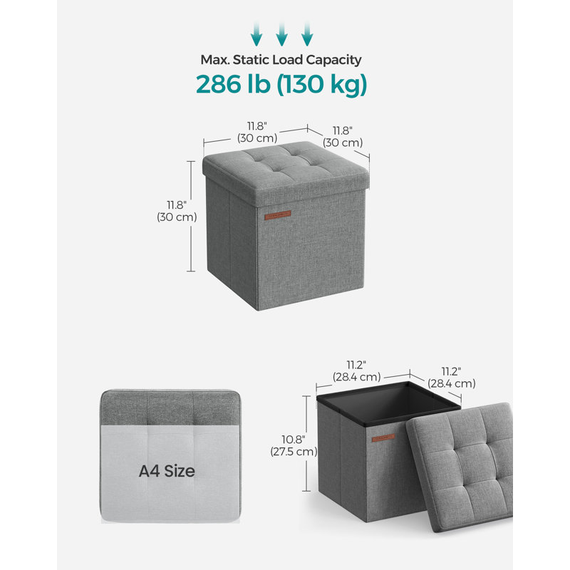 30cm Wide Rectangle Solid Colour Standard Ottoman, Light Grey